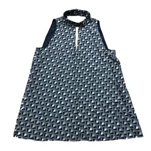 Lafayette 148 New York Geometric Print Silk Sleeveless Blouse Top M